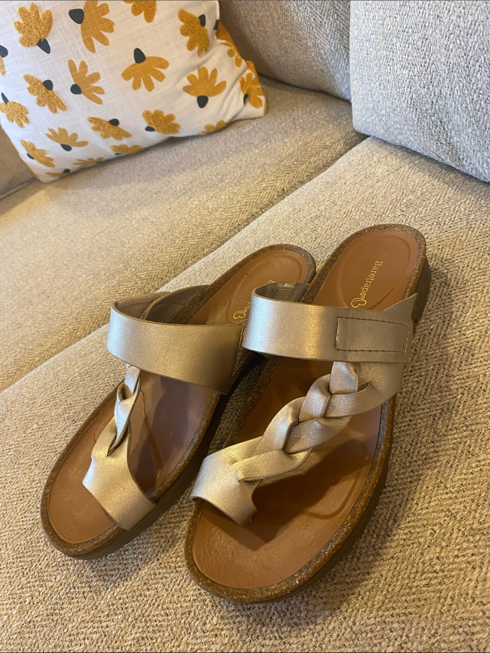 BareTraps Women's Braided Metallic Slide Sandals - Gold Tone